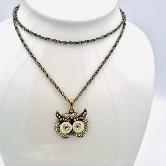 Owl Rhinestone Pendant on Long Chain - Picture 4 of 15